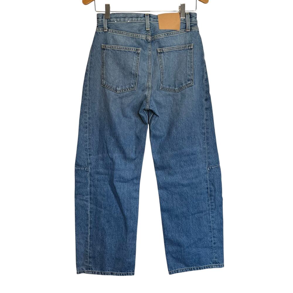 B Sides Slim Lasso Barrel Leg Jeans Blue Denim Loose Baggy Cotton Size 24 - Picture 2 of 10
